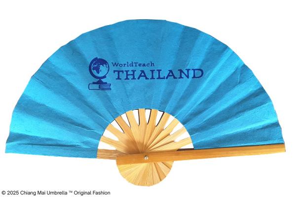 สกรีนโลโก้หนึ่งสีบนพัดกระดาษ