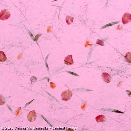 ร่มกระดาษสาดอกไม้แห้ง พื้นสีชมพูเข้ม